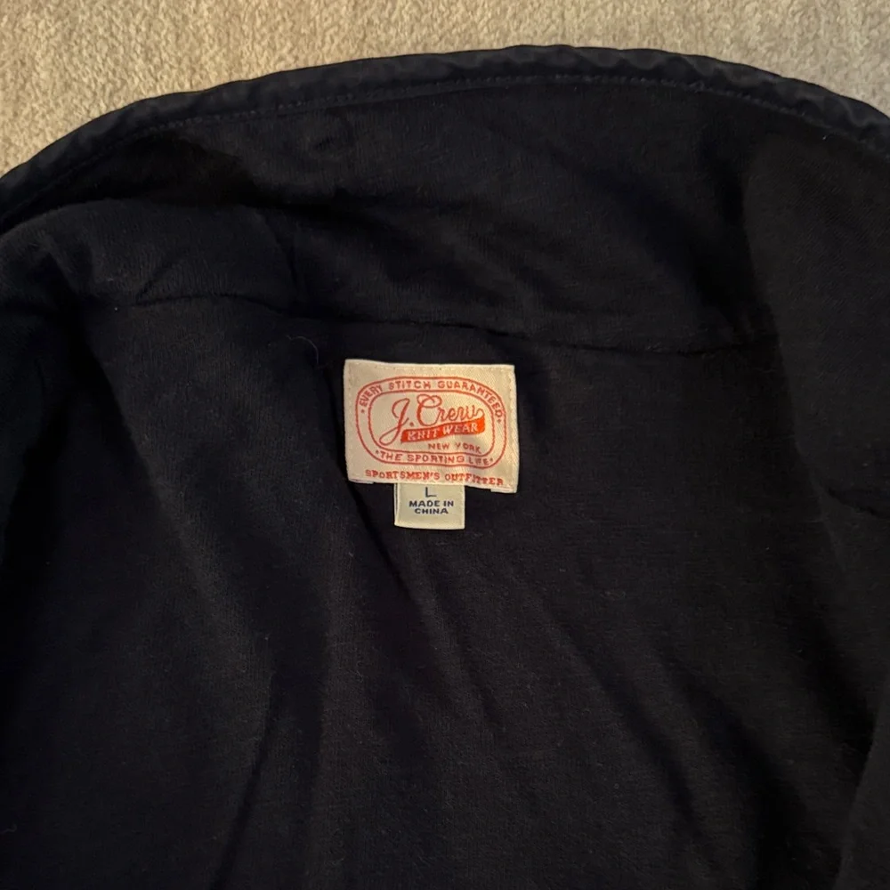 J. Crew Off White and Navy Fleece Full Zip Jacket, L - Picture 2 of 10